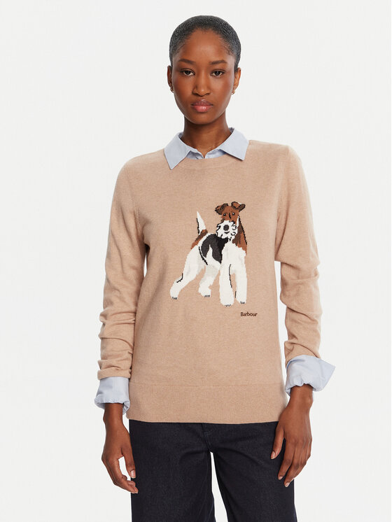 Barbour Пуловер Fareham LKN1688BE12 Бежов Regular Fit цвят на ниска цена