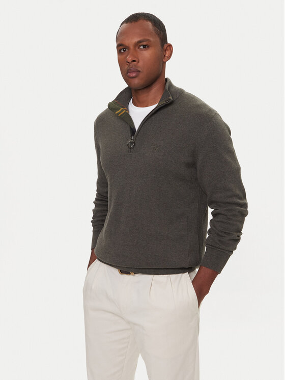 Barbour Пуловер Half Zip MKN1074OL91 Зелен Regular Fit цвят на ниска цена