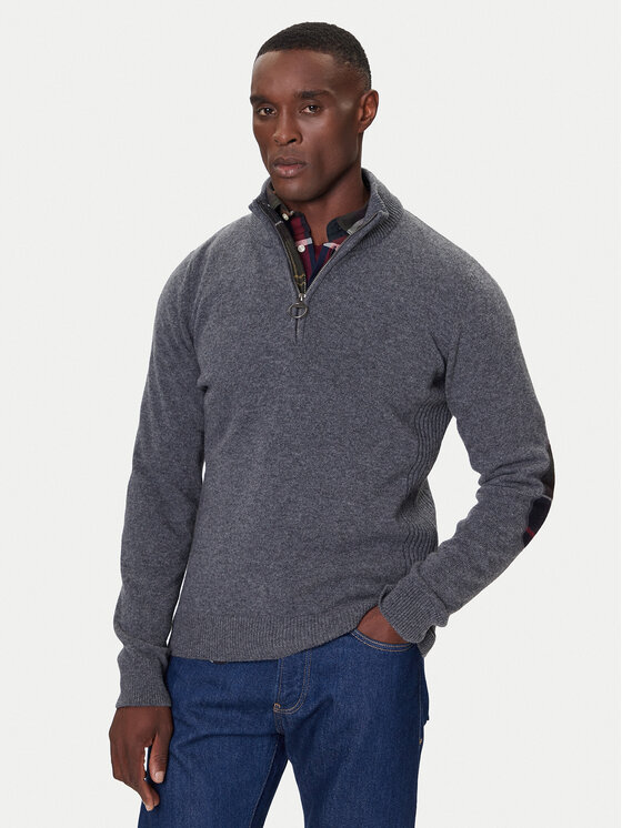 Barbour Пуловер Holden MKN0837GY53 Сив Regular Fit цвят на ниска цена