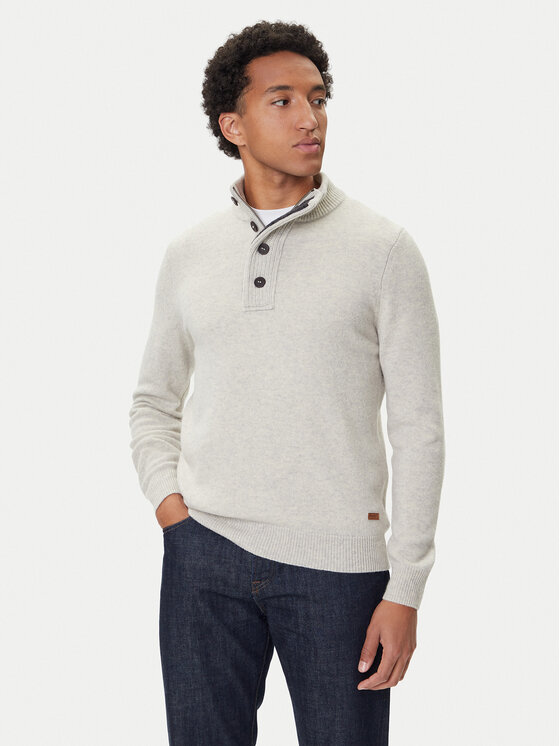 Barbour Пуловер Patch Half Zip MKN0585BE14 Бежов Regular Fit цвят на ниска цена