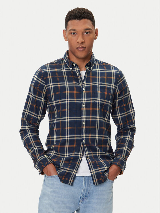 Barbour Риза Crossfell MSH4995BL33 Тъмносин Tailored Fit цвят на ниска цена