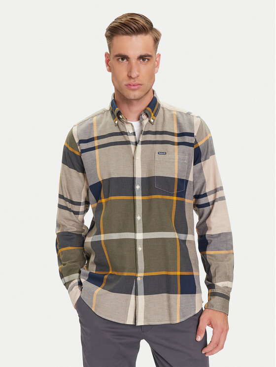 Barbour Риза Dunoon MSH4980TN16 Зелен Regular Fit цвят на ниска цена