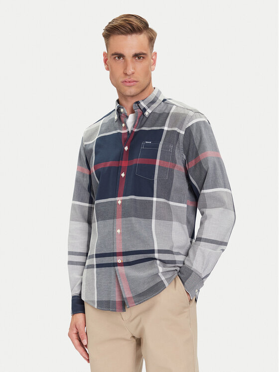 Barbour Риза Dunoon MSH4980TN21 Сив Regular Fit цвят на ниска цена