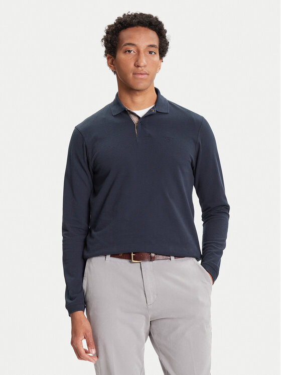 Barbour Тениска с яка и копчета Tartan MML0705NY91 Тъмносин Regular Fit цвят на ниска цена