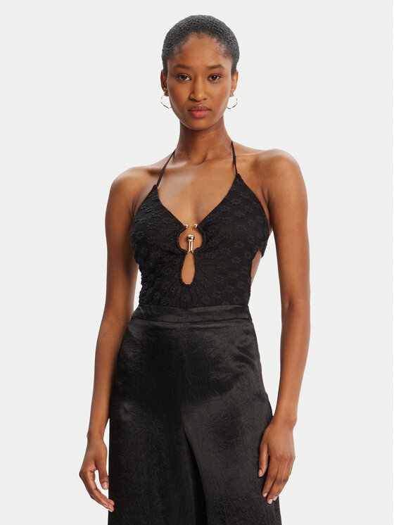 Bardot Боди Rosala Halter Lace 59940TB Черен цвят на ниска цена