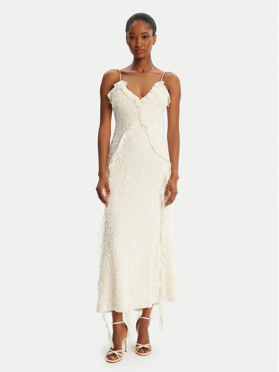 Bardot Коктейлна рокля Marsella Ruffle 59338DB1 Екрю Regular Fit цвят на ниска цена