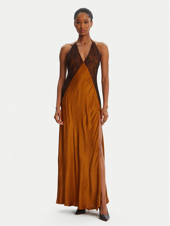 Bardot Официална рокля Estrella Haltrel 59977DB Кафяв Regular Fit цвят на ниска цена