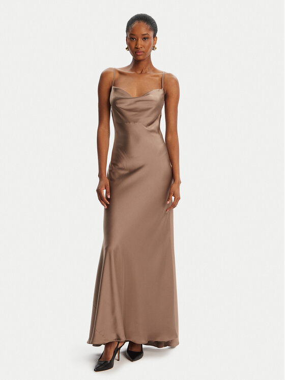 Bardot Официална рокля Monroe Cowl Neck Maxi 59709DB3 Кафяв Regular Fit цвят на ниска цена