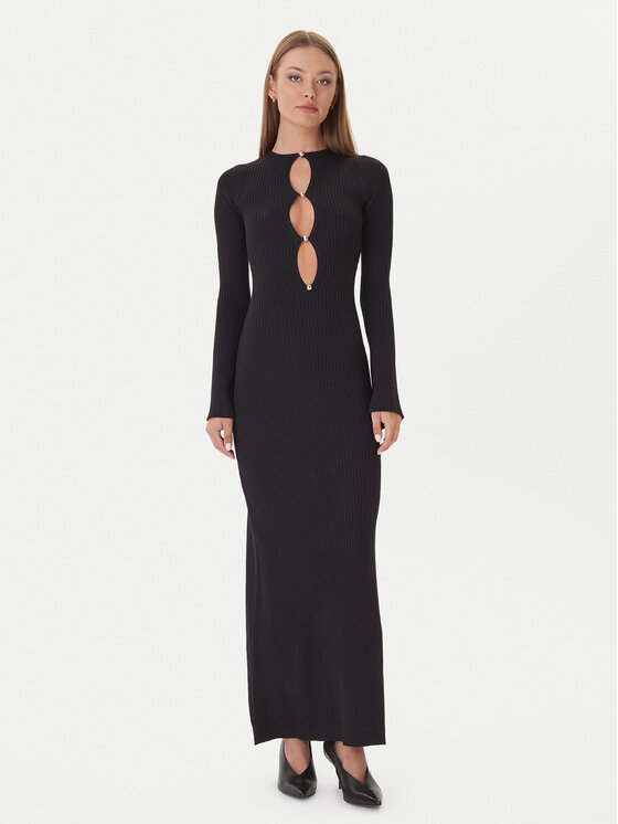 Bardot Плетена рокля 59801DB Черен Slim Fit цвят на ниска цена