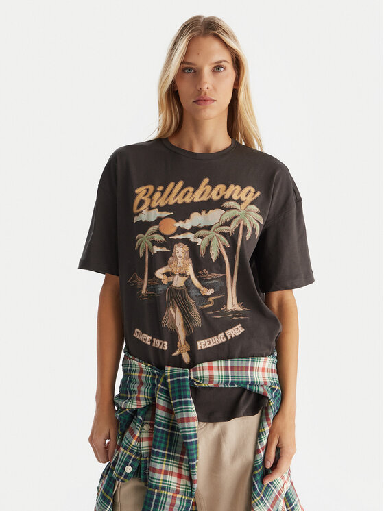 Billabong Тишърт EBJZT00477 Черен Oversize цвят на ниска цена