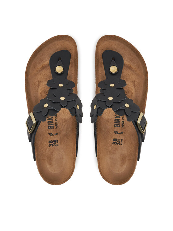Birkenstock Джапанки Gizeh Flowers 1026719 Черен цвят на ниска цена