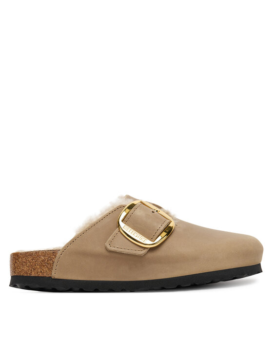 Birkenstock Чехли Boston Big Buckle Shearling 1030444 Кафяв цвят на ниска цена