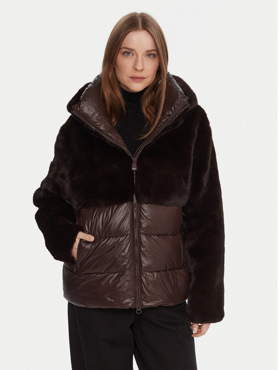 Blauer Кожено палто 25WBLDC02178 Кафяв Regular Fit цвят на ниска цена