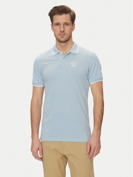 Blend Тениска с яка и копчета 20708180 Светлосиньо Regular Fit цвят на ниска цена