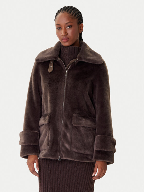 Bomboogie Кожено палто GW9190TFSB5 Кафяв Regular Fit цвят на ниска цена