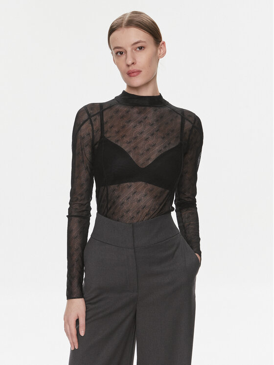 Boss Блуза Egalina 50505774 Черен Slim Fit цвят на ниска цена