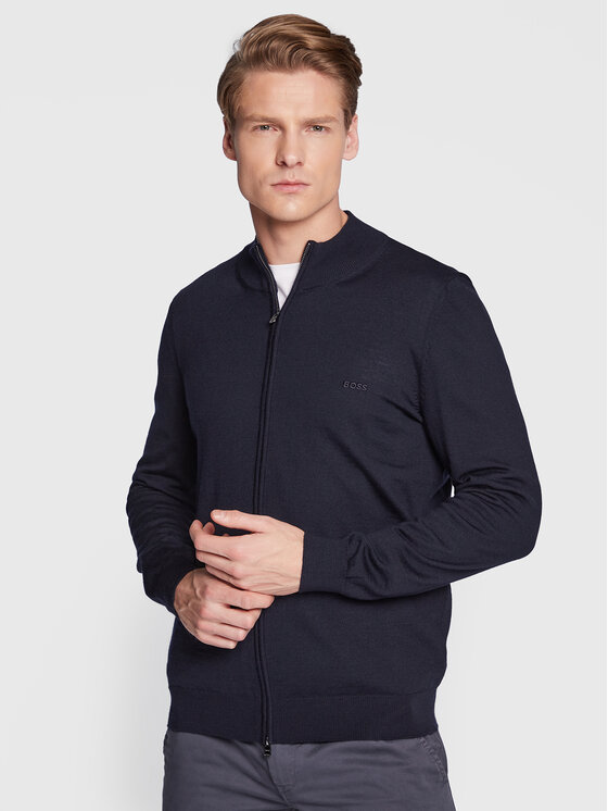 Boss Кардиган Balonso_L 50476347 Тъмносин Regular Fit цвят на ниска цена