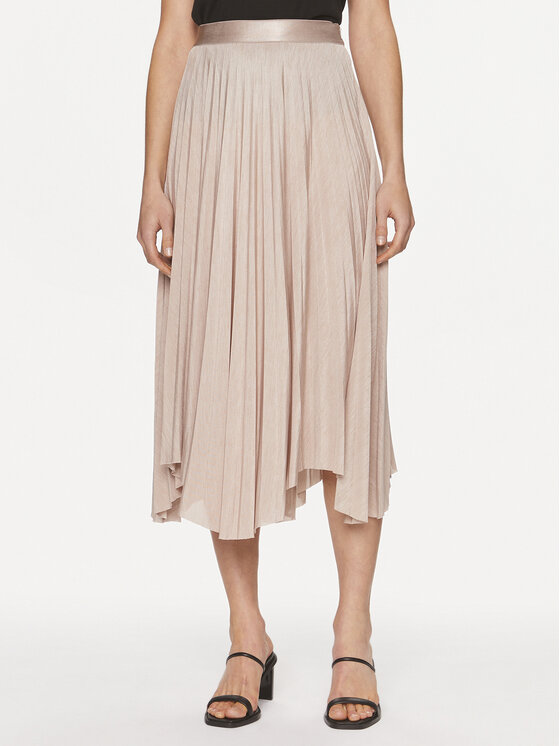 Boss Плисирана пола Exala 50512906 Бежов Regular Fit цвят на ниска цена