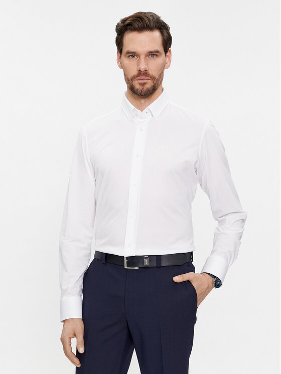 Boss Риза 50469378 Бял Regular Fit цвят на ниска цена