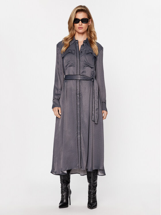 Boss Рокля тип риза Davivio1 50513113 Сив Regular Fit цвят на ниска цена