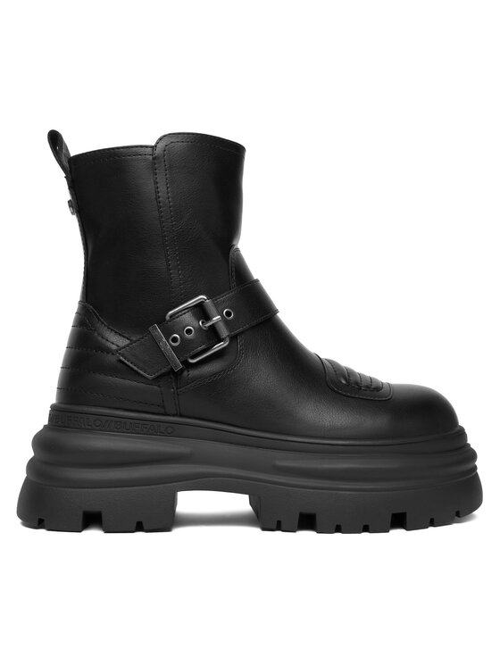 Buffalo Боти Dione Biker Boot Mid 1270127 Черен цвят на ниска цена