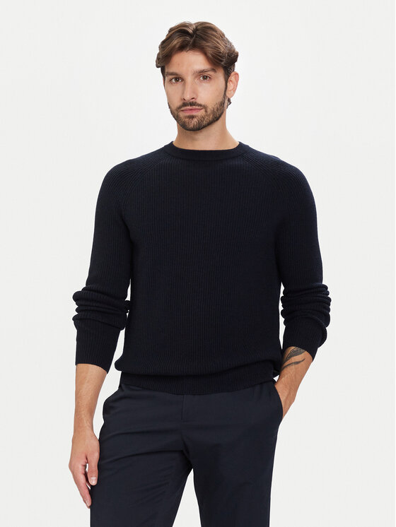 Bugatti Пуловер 7400 65563B Тъмносин Regular Fit цвят на ниска цена