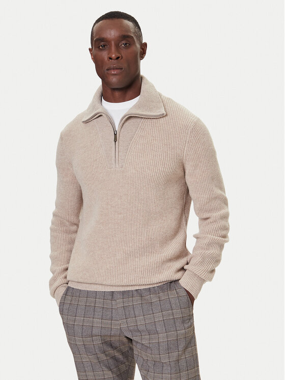 Bugatti Пуловер 7500-85566D Бежов Regular Fit цвят на ниска цена