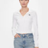 Calvin Klein Jeans Блуза Polo Collar Milano Regular Top J20J222556 Бял Regular Fit цвят на ниска цена