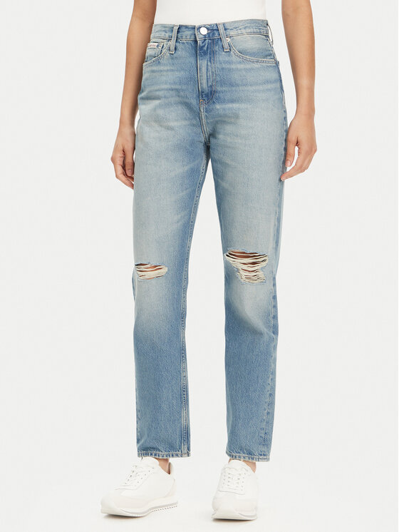 Calvin Klein Jeans Дънки Authentic J20J225124 Син Straight Fit цвят на ниска цена