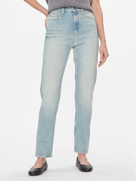 Calvin Klein Jeans Дънки Authentic Slim Straight J20J222864 Син Slim Fit цвят на ниска цена