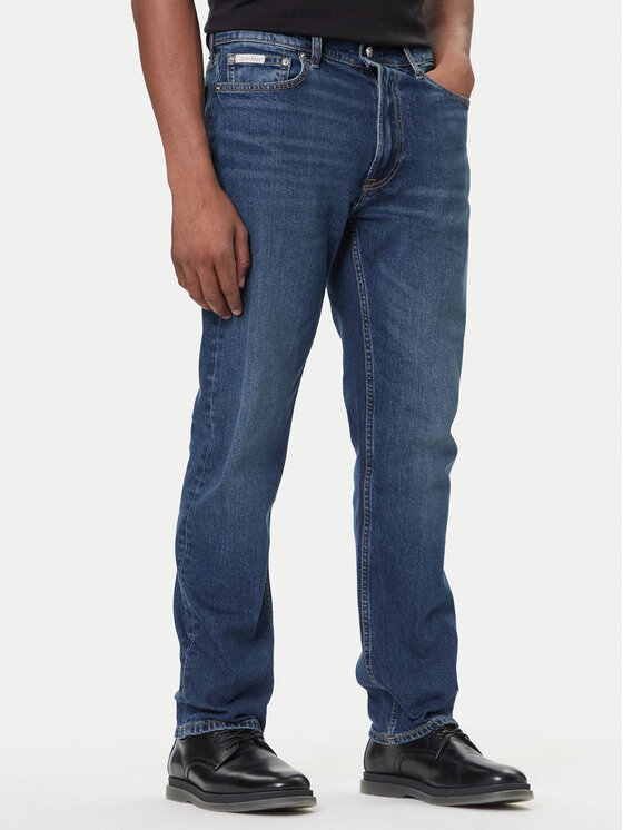 Calvin Klein Jeans Дънки LV04LB782G Син Straight Fit цвят на ниска цена