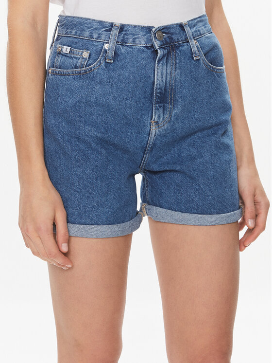 Calvin Klein Jeans Дънкови шорти Mom Short J20J222801 Син Mom Fit цвят на ниска цена