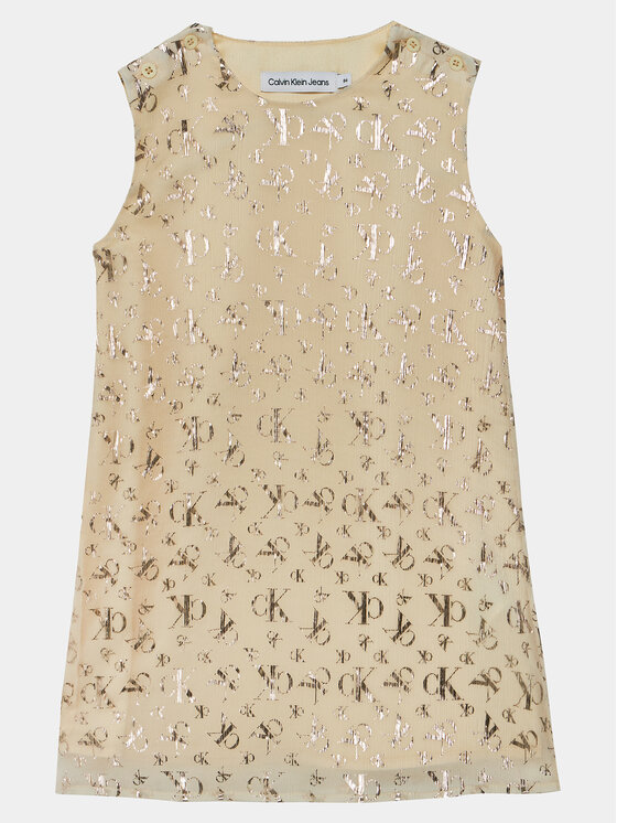 Calvin Klein Jeans Ежедневна рокля IN0IN00166 Бежов Regular Fit цвят на ниска цена