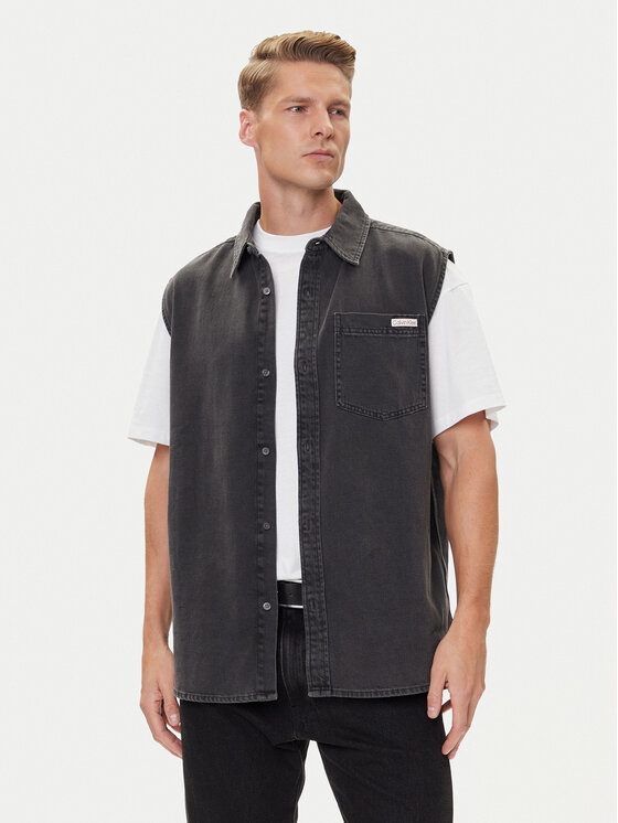 Calvin Klein Jeans Елек LV04RC733G Черен Regular Fit цвят на ниска цена