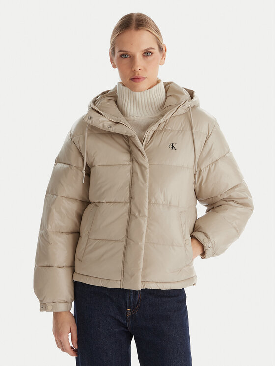 Calvin Klein Jeans Зимно яке LV047D505G Бежов Relaxed Fit цвят на ниска цена