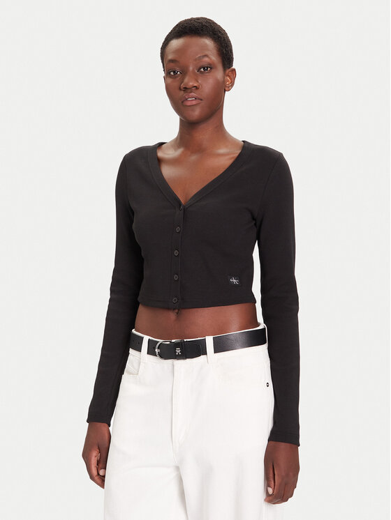 Calvin Klein Jeans Кардиган LV047C204G Черен Regular Fit цвят на ниска цена
