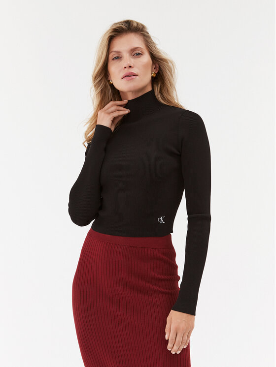 Calvin Klein Jeans Поло J20J222722 Черен Slim Fit цвят на ниска цена