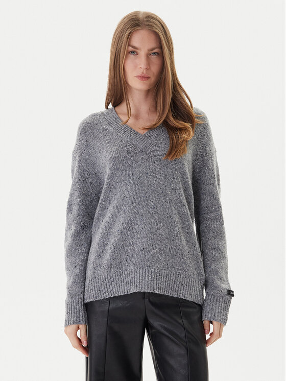 Calvin Klein Jeans Пуловер Chunky LV044D328G Сив Regular Fit цвят на ниска цена