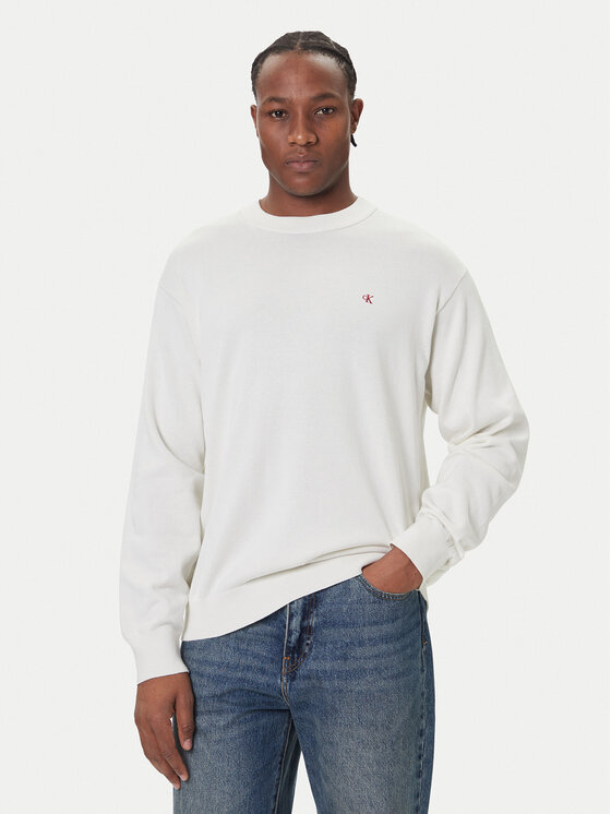Calvin Klein Jeans Пуловер LV04RC309G Екрю Regular Fit цвят на ниска цена