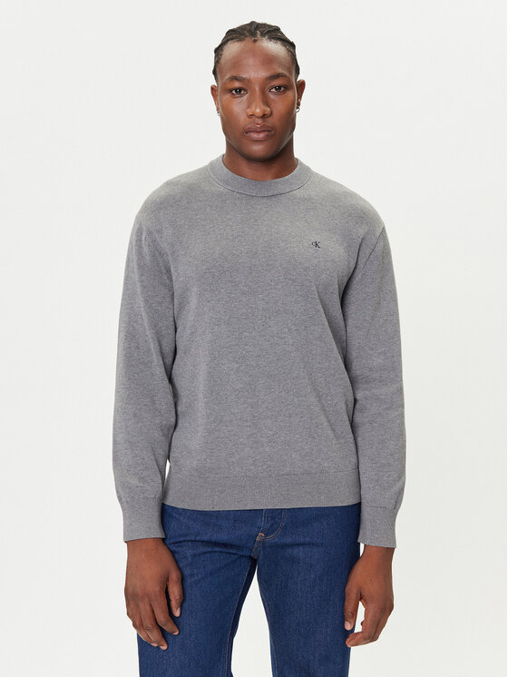 Calvin Klein Jeans Пуловер LV04RC309G Сив Regular Fit цвят на ниска цена