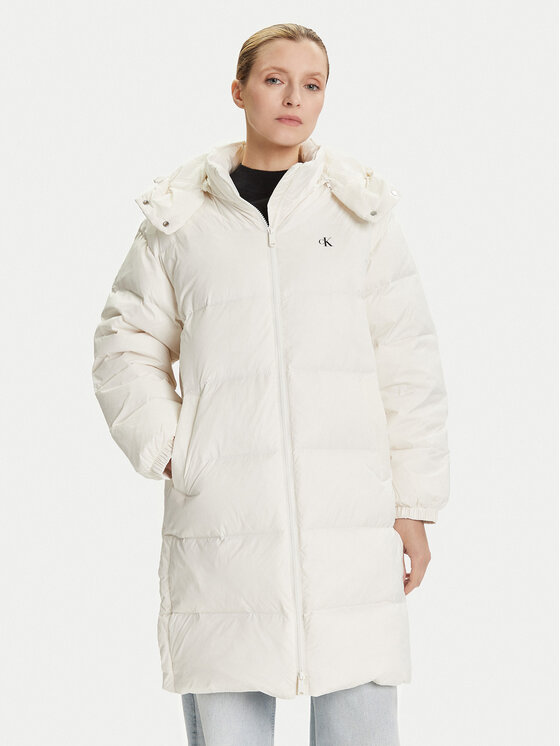 Calvin Klein Jeans Пухено яке Essential LV047D502G Бежов Regular Fit цвят на ниска цена