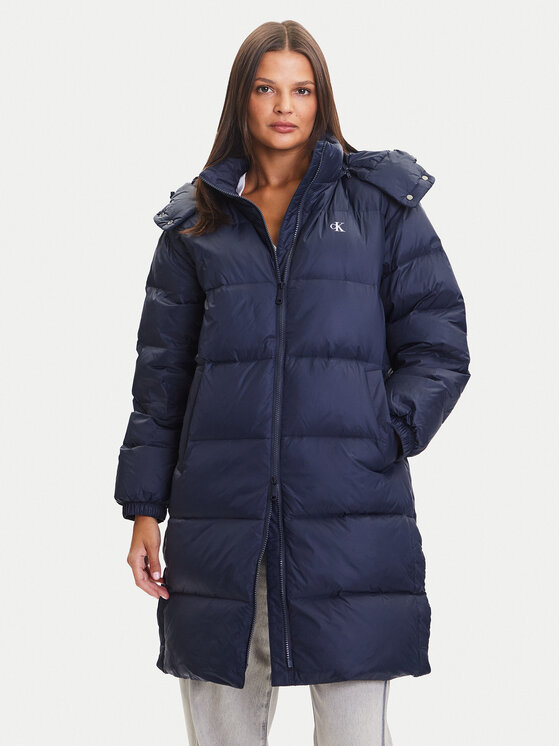 Calvin Klein Jeans Пухено яке Essential LV047D502G Тъмносин Regular Fit цвят на ниска цена