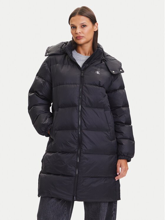 Calvin Klein Jeans Пухено яке Essential LV047D502G Черен Regular Fit цвят на ниска цена