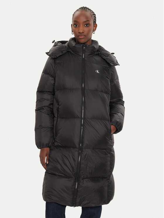 Calvin Klein Jeans Пухено яке J20J224109 Черен Regular Fit цвят на ниска цена