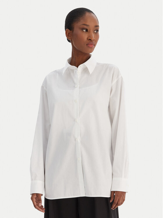 Calvin Klein Jeans Риза Aop Logo Perfect LV044D167G Бял Regular Fit цвят на ниска цена