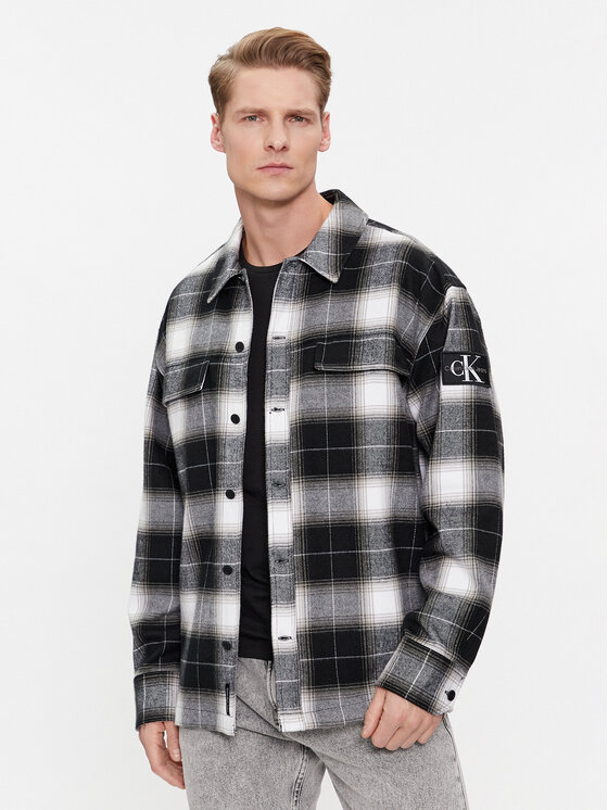 Calvin Klein Jeans Риза Check Shirt J30J324611 Черен Regular Fit цвят на ниска цена