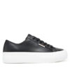 Calvin Klein Jeans Сникърси Vulc Flatform Lth YW0YW01886 Черен цвят на ниска цена