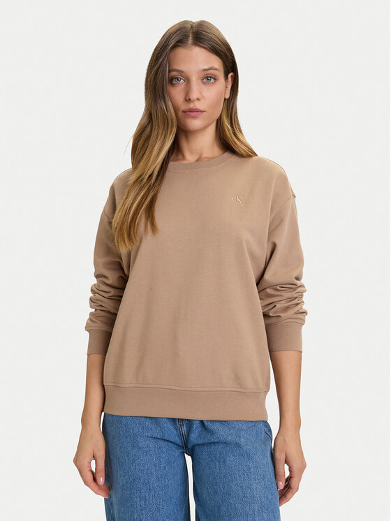 Calvin Klein Jeans Суитшърт Archive LV047B236G Кафяв Relaxed Fit цвят на ниска цена