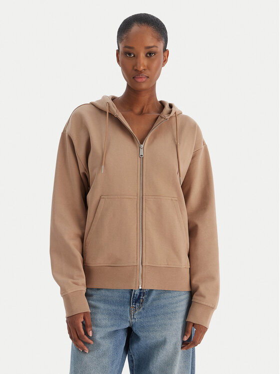 Calvin Klein Jeans Суитшърт Archive Logo French Terry LV047B237G Кафяв Regular Fit цвят на ниска цена