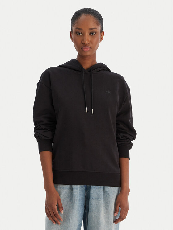 Calvin Klein Jeans Суитшърт Ls Monogram Terry Po LV047C224G Черен Regular Fit цвят на ниска цена